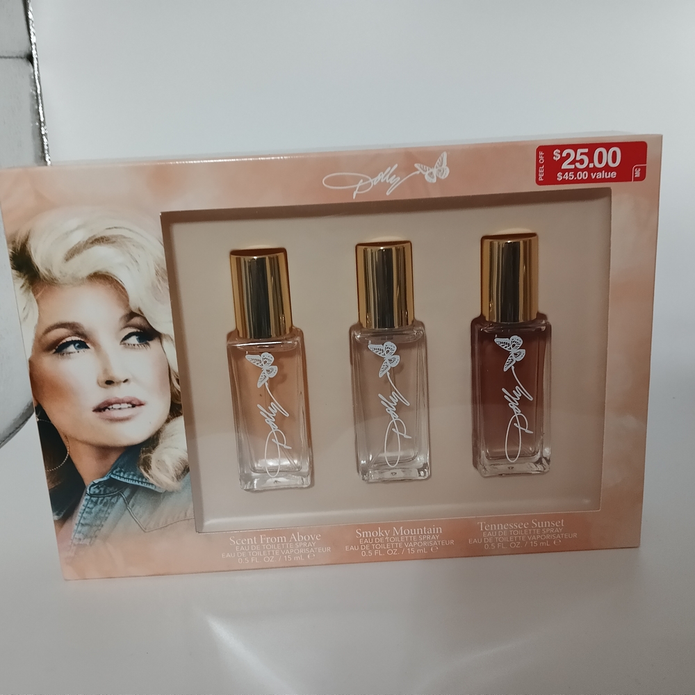 Dolly Smoky Mountain 3pc Travel Fragrance Set. New Tennessee Sunset